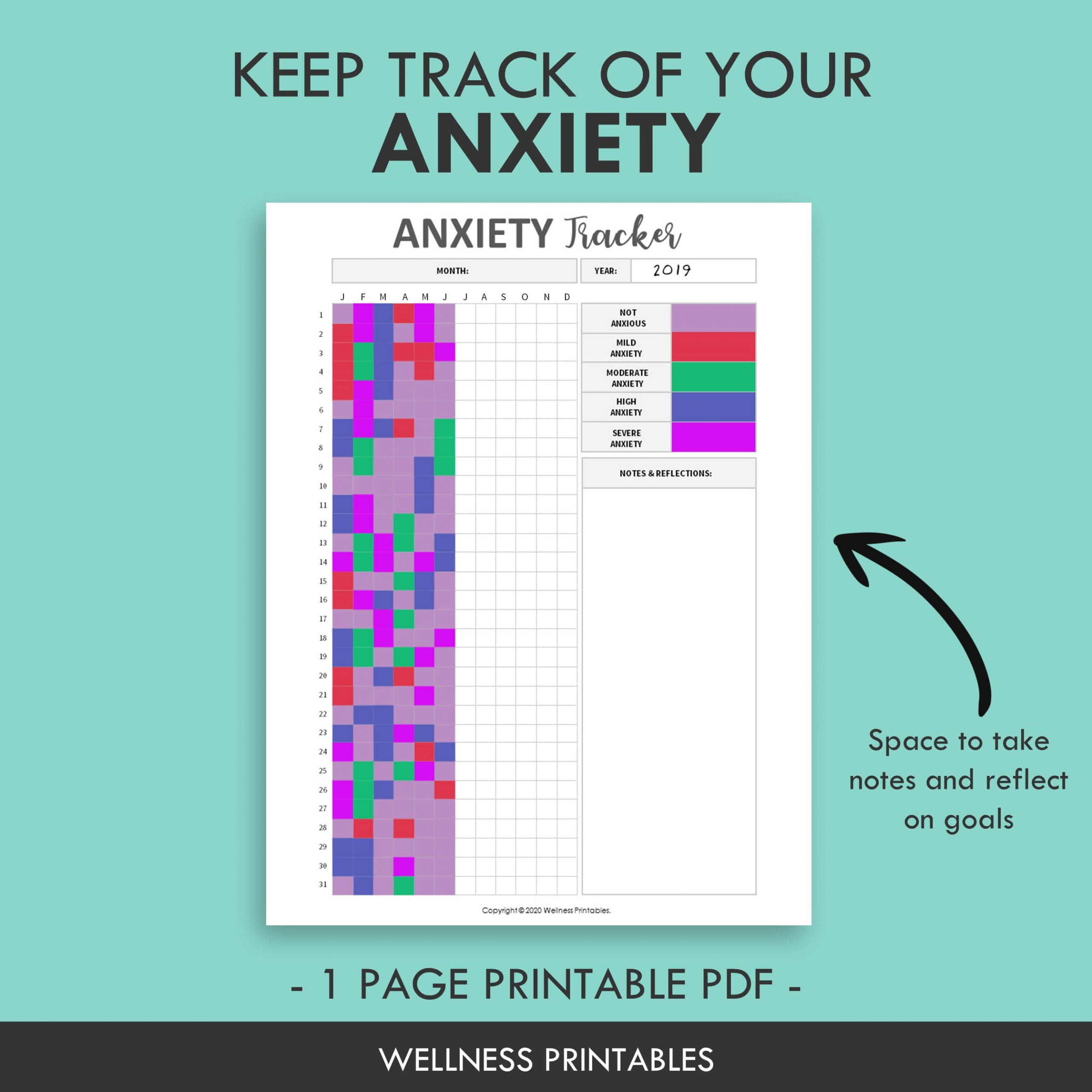 anxiety tracker printable planner inserts - wellness printables